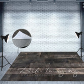 Aperturee - Aperturee Retro Black Grey Wood Grain Fabric Floor Backdrop