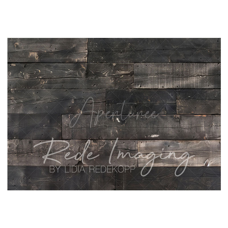Aperturee - Aperturee Retro Black Grey Wood Grain Photo Rubber Floor Mat