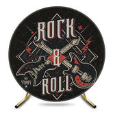 Aperturee - Aperturee Retro Black Rock Roll Musical Round Party Backdrop