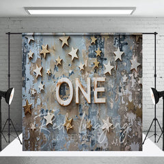 Aperturee - Aperturee Retro Blue One Birthday Cake Smash Room Set Backdrop
