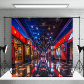 Aperturee - Aperturee Retro Blue Red Starry Cinema Cake Smash Photo Backdrop