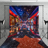 Aperturee - Aperturee Retro Blue Red Starry Cinema Cake Smash Sweep Backdrop