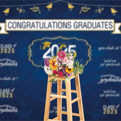 Aperturee - Aperturee Retro Blue Step And Repeat Congrats Grad Backdrop