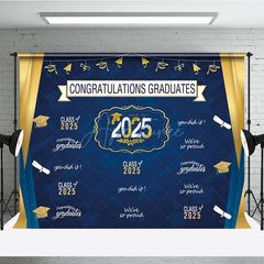 Aperturee - Aperturee Retro Blue Step And Repeat Congrats Grad Backdrop
