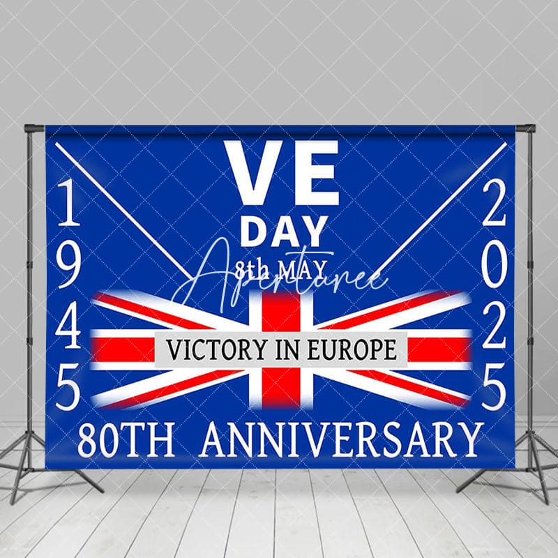 Aperturee - Aperturee Retro Blue Uk Flag Commemorates VE Day Backdrop