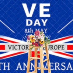 Aperturee - Aperturee Retro Blue Uk Flag Commemorates VE Day Backdrop
