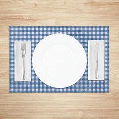 Aperturee - Aperturee Retro Blue White Plaid Dining Set of 4 Placemats