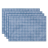 Aperturee - Aperturee Retro Blue White Plaid Dining Set of 4 Placemats