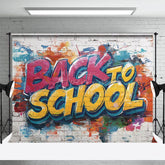 Aperturee - Aperturee Retro Bricks Wall Graffiti Back To School Backdrop