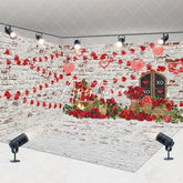Aperturee - Aperturee Retro Bricks Wall Valentines Day Room Set Backdrop