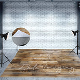 Aperturee - Aperturee Retro Brown Natural Wood Grain Fabric Floor Backdrop