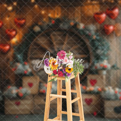 Aperturee - Aperturee Retro Brown Wall Balloons Greenery Floral Backdrop