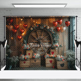 Aperturee - Aperturee Retro Brown Wall Balloons Greenery Floral Backdrop