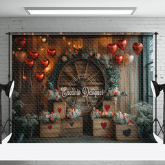 Aperturee - Aperturee Retro Brown Wall Balloons Greenery Floral Backdrop