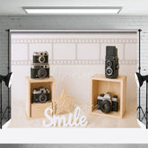 Aperturee - Aperturee Retro Camera Sound System Smile Cake Smash Backdrop