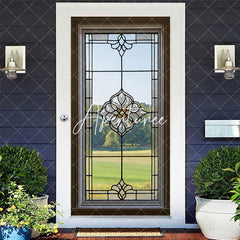 Aperturee - Aperturee Retro Clear Glass Window Green Field Door Cover