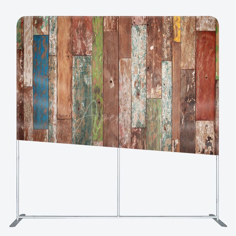 Aperturee - Aperturee Retro Color Wooden Wall Photo Square Tension Backdrop