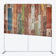 Aperturee - Aperturee Retro Color Wooden Wall Photo Square Tension Backdrop