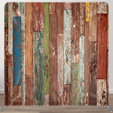 Aperturee - Aperturee Retro Color Wooden Wall Photo Square Tension Backdrop