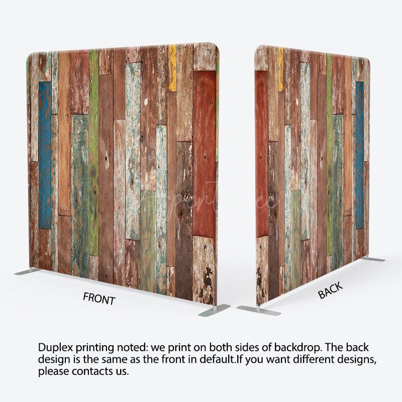 Aperturee - Aperturee Retro Color Wooden Wall Photo Square Tension Backdrop