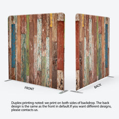 Aperturee - Aperturee Retro Color Wooden Wall Photo Square Tension Backdrop