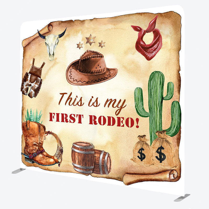 Aperturee Aperturee Retro Cowboy First Rodeo Square Tension Backdrop