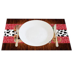 Aperturee - Aperturee Retro Cowboy Party Dance West Set of 4 Placemats