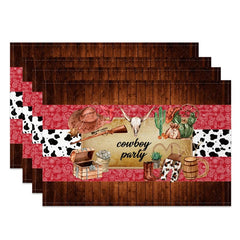 Aperturee - Aperturee Retro Cowboy Party Dance West Set of 4 Placemats