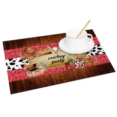 Aperturee - Aperturee Retro Cowboy Party Dance West Set of 4 Placemats