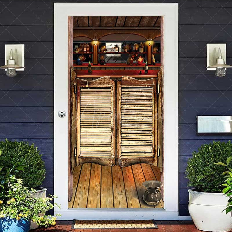 Aperturee Aperturee Retro Cowboy Wooden Tavern Door Party Door Cover