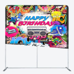 Aperturee - Aperturee Retro Dancing World Birthday Square Tension Backdrop