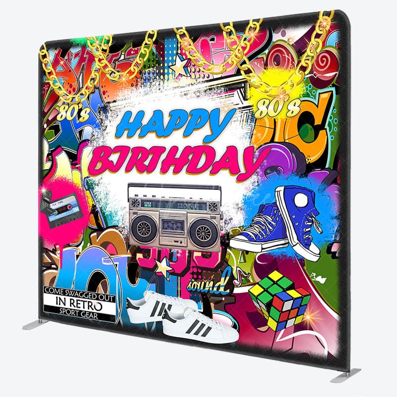 Aperturee - Aperturee Retro Dancing World Birthday Square Tension Backdrop