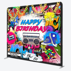 Aperturee - Aperturee Retro Dancing World Birthday Square Tension Backdrop