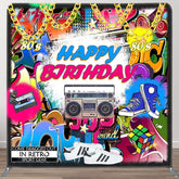 Aperturee - Aperturee Retro Dancing World Birthday Square Tension Backdrop