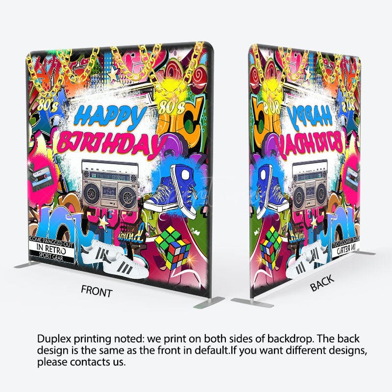 Aperturee - Aperturee Retro Dancing World Birthday Square Tension Backdrop
