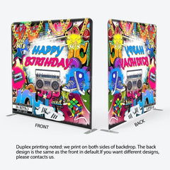 Aperturee - Aperturee Retro Dancing World Birthday Square Tension Backdrop