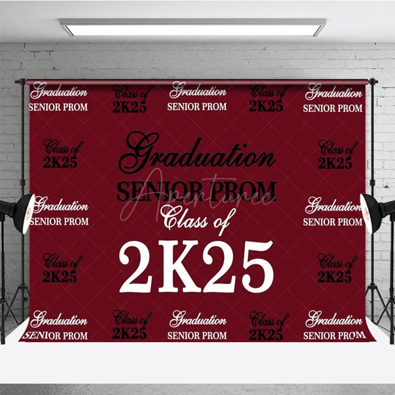 Aperturee - Aperturee Retro Dark Red Step And Repeat Graduation Backdrop