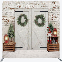 Aperturee - Aperturee Retro Door Christmas Tree Tension Fabric Backdrop