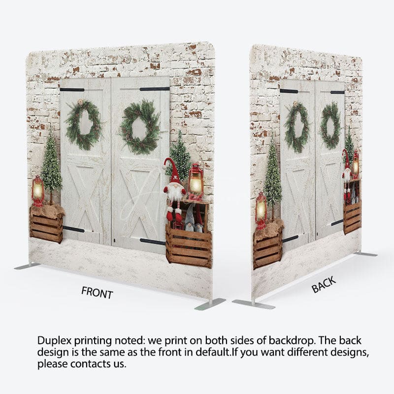 Aperturee - Aperturee Retro Door Christmas Tree Tension Fabric Backdrop