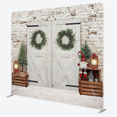 Aperturee - Aperturee Retro Door Christmas Tree Tension Fabric Backdrop