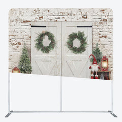 Aperturee - Aperturee Retro Door Christmas Tree Tension Fabric Backdrop