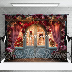 Aperturee - Aperturee Retro Door Curtain Lighted Floral Room Set Backdrop