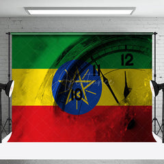 Aperturee - Aperturee Retro Ethiopia Flag Clock Happy New Year Backdrop