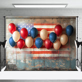 Aperturee - Aperturee Retro Faded Usa Flag Wall Balloons Photo Backdrop