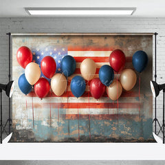 Aperturee - Aperturee Retro Faded Usa Flag Wall Balloons Photo Backdrop