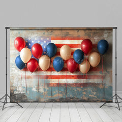 Aperturee - Aperturee Retro Faded Usa Flag Wall Balloons Photo Backdrop