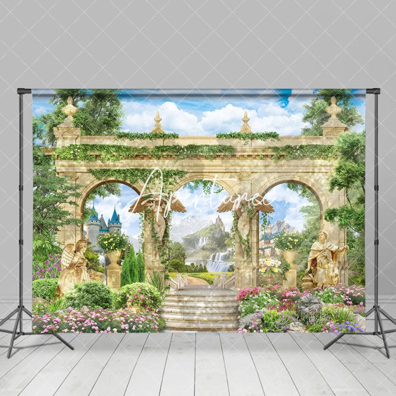 Aperturee - Aperturee Retro Gold Arch Spring Wonderland Natural Backdrop