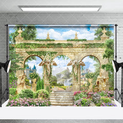 Aperturee - Aperturee Retro Gold Arch Spring Wonderland Natural Backdrop