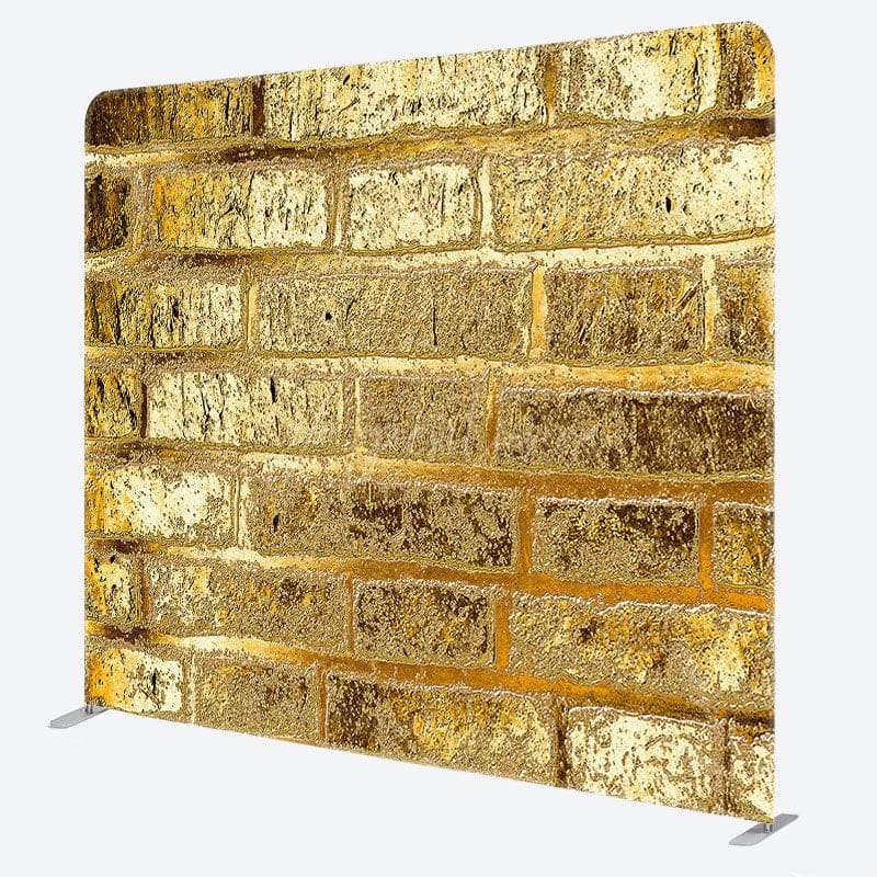 Aperturee - Aperturee Retro Gold Bricks Wall Photo Square Tension Backdrop
