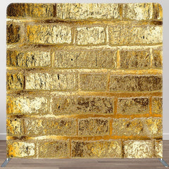 Aperturee - Aperturee Retro Gold Bricks Wall Photo Square Tension Backdrop